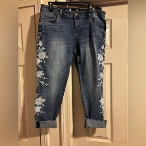 NWT Women’s KUT from the Kloth Donna Embroidered Ankle Skinny Blue Jeans size 14